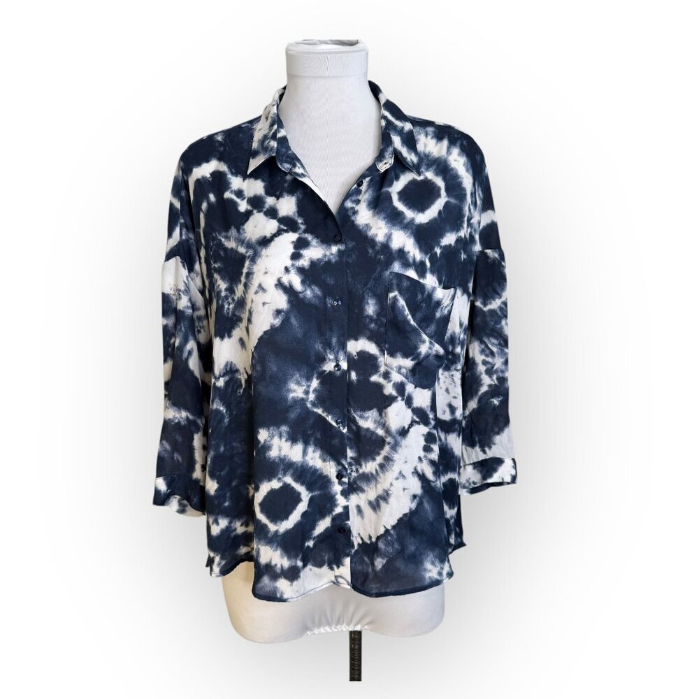Primark Blue Tie Dye‎ Button Up Shirt